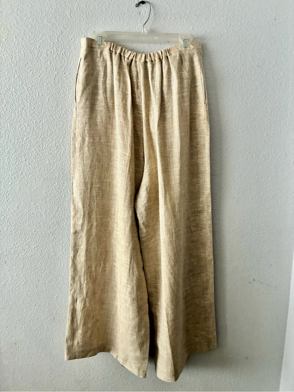 VTG Bernard Holtzman 12 Natural 💯 Thick Linen Wide Leg Pants Quiet Luxury EUC